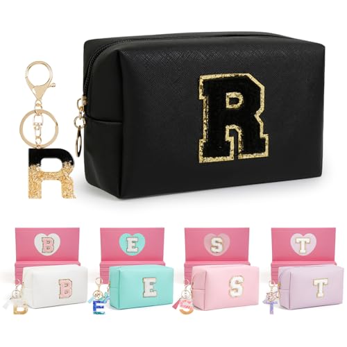 AIBFRID Birthday Gifts for Women Her,Travel Cute Makeup Bag,Large Capacity Cosmetic Bags for Women Makeup Pouch PU Leather Waterproof Cosmetic Bag (R, Black) - color: Black, style: R