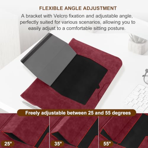 15-16 Inch Laptop Sleeve Case with Stand for MacBook Air 15 - Red | Leather Bag with Small Case Compatible with MacBook Pro 16/15 M5 M4 M3 M2 M1 Pro/Max, 15" Surface Laptop/HP Dell ASUS - color: Red, size: 15-16 Inch
