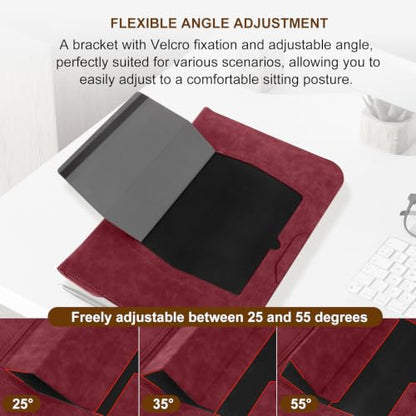 15-16 Inch Laptop Sleeve Case with Stand for MacBook Air 15 - Red | Leather Bag with Small Case Compatible with MacBook Pro 16/15 M5 M4 M3 M2 M1 Pro/Max, 15" Surface Laptop/HP Dell ASUS - color: Red, size: 15-16 Inch