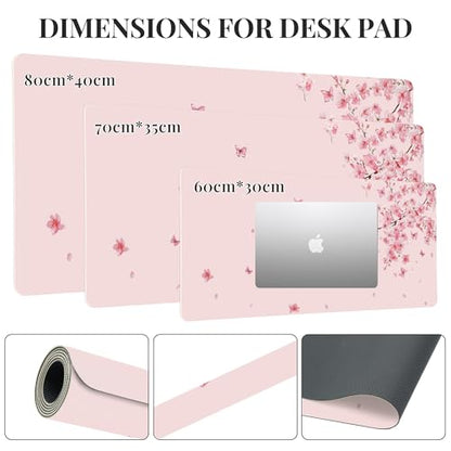 Cherry Blossom Desk Mat, Cute Extended Gaming Keyboard Mouse Pad, Large Office Desk Cover Mat Pad Deskmat, Non-Slip Leather Home Office Desk Mat Protector 23.6"x11.8" - color: Cherry Blossom, size: S(23.6×11.8 inch)