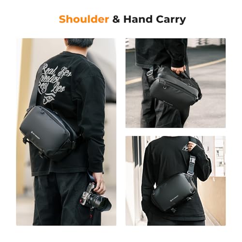 K&F CONCEPT Camera Sling Bag, Everyday Shoulder Crossbody Bag | Multifunction Photography Portable Bag, DSLR/SLR/Mirrorless Camera Case, Compatible for Canon/Nikon/Sony, BS01 - color: 02 All Black Medium