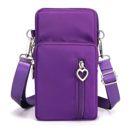 Small Crossbody Bag for Women - Mini Phone Purses with Crossbody Strap and Wallet - Nylon Arm Bag - color: A-purple