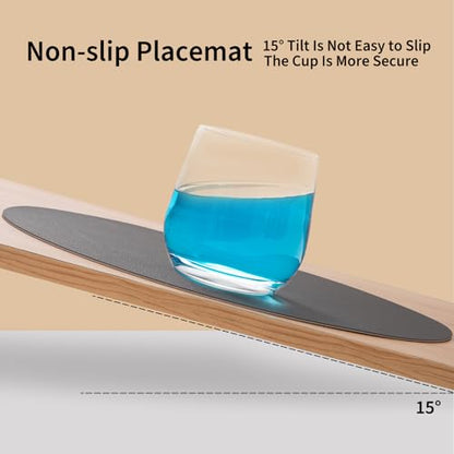 Myir JUN 15 Inches Round Placemats Set of 4 Faux Leather Place Mats | Waterproof Heat Resistant Placemats and Coasters Dual Sided Non-Slip Stain Table Mats for Dining Table, Gray & Beige - color: Gray & Beige, size: Set of 4