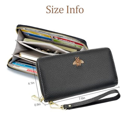 Genuine Leather Wallet Wristlet,Clutch Purses for Women,Phone Wallet(Green) - color: Green