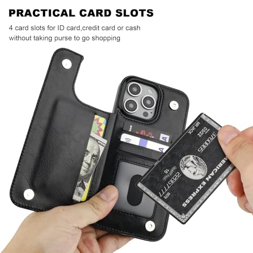 ONETOP for iPhone 16 Pro Max Wallet Case with Credit Card Holder,Black - color: Black