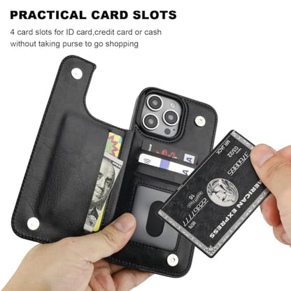 ONETOP for iPhone 16 Pro Max Wallet Case with Credit Card Holder,Black - color: Black
