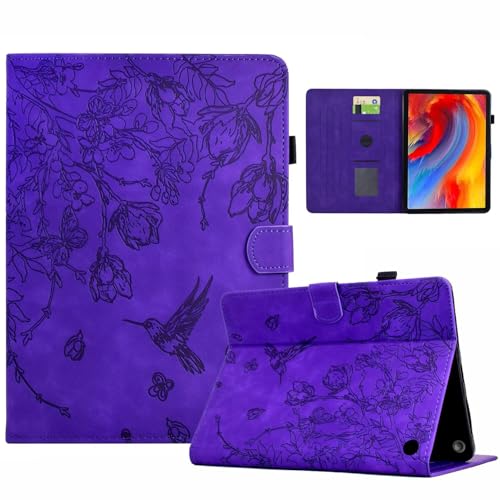 Case for Kindle Fire HD 8 & 8 Plus (12th/10th Generation 2024/2022/2020) | Embossed Hummingbird PU Leather Flip Folio Stand Cover, Auto Wake/Sleep with Card Slot for Kindle Fire HD 8/8 Plus, Purple - color: A6 Purple