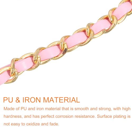 uxcell Leather Wristlet Strap, 7" Hand Wrist Lanyard Leather Wristlet Strap Replacement Wrist Strap for Clutch Wallet Keychain Bags DIY, Gold+Pink - color: Gold + Pink, size: 8"