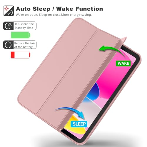 ToaPoia Case for iPad (A16) 11 Inch 2025/iPad 10th Generation 10.9 Inch 2022, Slim Trifold Stand Protective Cover with Pencil Holder and Soft TPU Back,Support Auto Sleep/Wake (Dark Salmon) - color: Dark Salmon