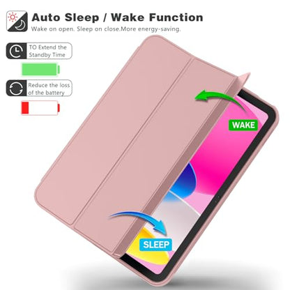 ToaPoia Case for iPad (A16) 11 Inch 2025/iPad 10th Generation 10.9 Inch 2022, Slim Trifold Stand Protective Cover with Pencil Holder and Soft TPU Back,Support Auto Sleep/Wake (Dark Salmon) - color: Dark Salmon