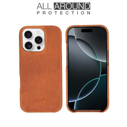 BLACKBROOK Case for iPhone 16 Pro Case Wallet, Full Grain Leather, Wireless Charging, RFID Blocking 4 Card Slots and ID Holder, 2-in-1 Folio Wallet Case Compatible with iPhone 16 Pro - color: Golden Brown, size: iPhone 16 Pro
