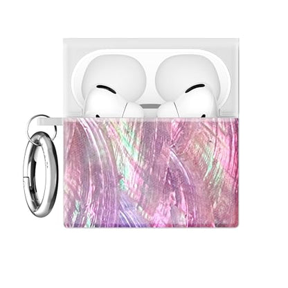 Flaunt Official Square AirPods 4 Case - Pink Mother of Pearl | Lightweight & Shockproof Case with Wireless Charging - Stylish Protective Case for AirPods 4 with Silver Ring - color: Pink Mother of Pearl, size: AirPods 4