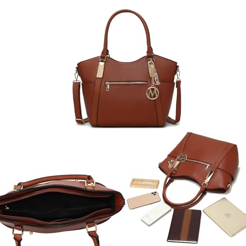 MKF Collection Tote Bag for Women Vegan Leather Shoulder Bag – Top-Handle Purse, Ladies Handbag by Mia K - color: Janise Denim