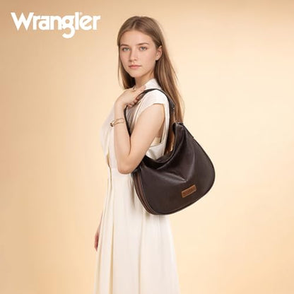Wrangler Hobo Bags Crossbody Bag for Women Shoulder Purse Handbags with Adjustable Strap - color: Dark Coffee