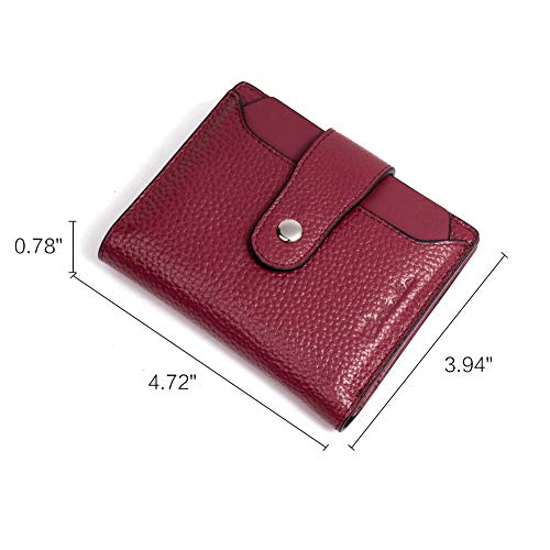 BOSTANTEN Leather Womens Wallet Small RFID Blocking Credit Card Holder | Removable ID Window, Zipper Coin Pocket, Bifold, Minimalist, Fits Small Purses, Daily Use, Ladies Gifts, Red - color: 2-red pebble