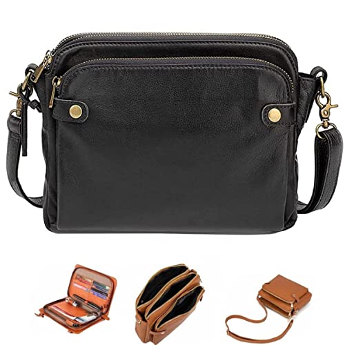 2023 New Crossbody Shoulder Bags And Clutches, Off-Crossbody Leather Shoulder Bags, Purse With Built Multiple Compartments - color: Black