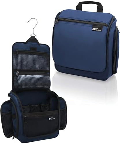 D&D Wanderlust D&D Hanging Travel Toiletry Bag for Men and Women – Cosmetics, Makeup and Toiletries Organizer Kit with 10 Compartments - color: Oxford Blue Large