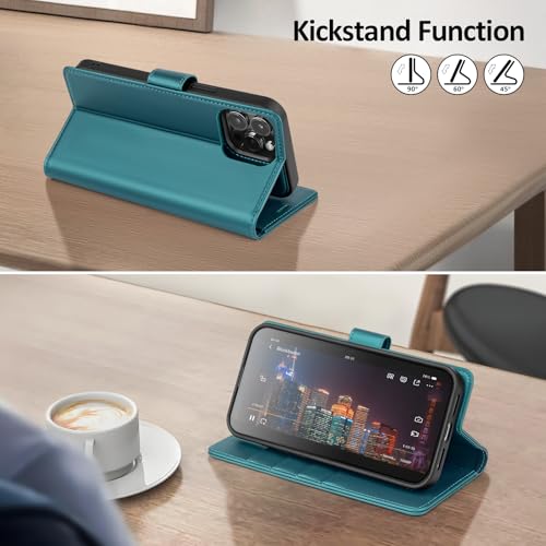 Shieldtop Compatible with Magsafe Magnetic 2 in 1 Detachable iPhone 12 Pro Wallet Case with Card Holder Credit Slots Men Women,PU Leather RFID Blocking Flip Kickstand for Apple 12 6.1",Blue Green - color: Blue Green, size: iPhone 12 - 6.1"/iPhone 12 Pro -