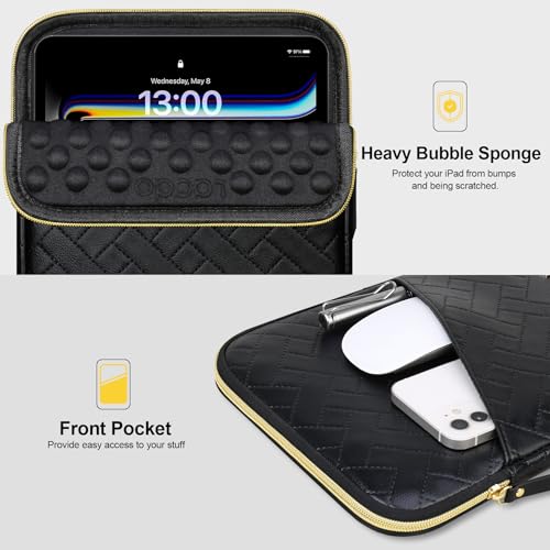 Lacdo Tablet Sleeve Case for 11 inch iPad A16 / 11 inch iPad Air M4 M3 M2 / 11" iPad Pro M5 M4 / 10.9" iPad/10.2" iPad/10.9" ipad Air, 11" Samsung Galaxy Tab A9+ Bag, Fit Magic Keyboard, Elegant Black - color: Elegant Black, size: 9-11 Inch