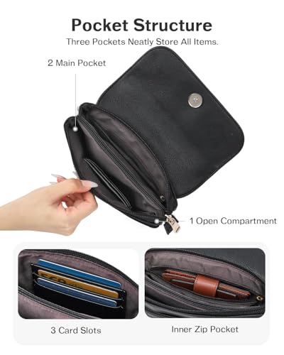 CHOLISS Small Crossbody Bags for Women, Vegan Leather Cell Phone Purse, Mini Travel Purse with Adjustable Strap Womens Gifts - color: Guitar&wrist Straps - 03 Classic Black