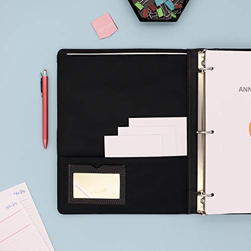 Blue Sky ProView Legacy Black 3 Ring Binder, Letter Size, 1", Textured Faux Leather Cover, Built-in Pockets, Holds 175 Sheets, 6-Pack (10504-C) | Textured Faux Leather Cover, Built-in Pockets, Each holds 175 Sheets, For Office and School - size: 1", style