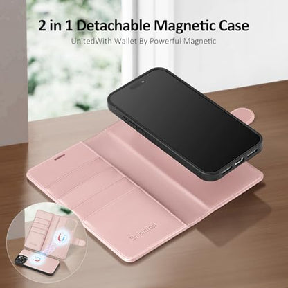 Shieldtop Compatible with MagSafe iPhone 16 Pro Max Wallet Case,Rose Gold | 2 in 1 Detachable Magnetic,Credit Card Holder Slots,RFID Blocking,PU Leather,Kickstand,Flip Folio Phone Cover for Men & Women - color: Rose Gold, size: iPhone 16 Pro Max - 6.9"