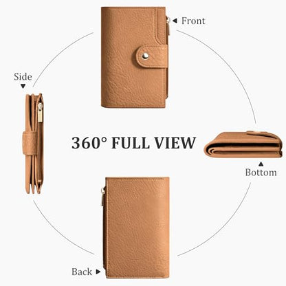 Airkit Small Wallet for Women, RFID Blocking Credit Card Holder - color: Brown