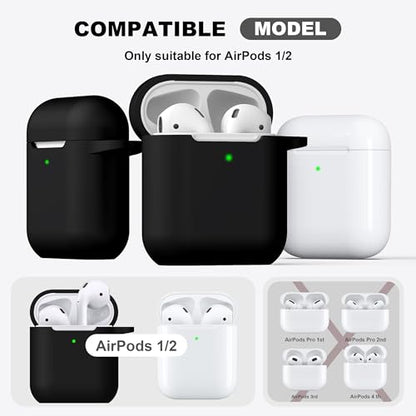 R-fun for AirPods 2nd/1st Case Silicone Cover, Black - color: Black