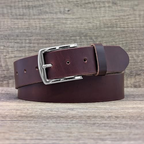 Ashford Ridge Made in England 40mm Full Grain Leather Belt with Classic Buckle - color: Antique Brown, size: 3XL (48" - 52" waist)