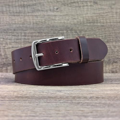 Ashford Ridge Made in England 40mm Full Grain Leather Belt with Classic Buckle - color: Antique Brown, size: 3XL (48" - 52" waist)