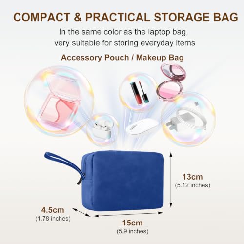 15-16 Inch Laptop Sleeve Case with Stand for MacBook Air 15 - Blue | Leather Bag with Small Case Compatible with MacBook Pro 16/15 M5 M4 M3 M2 M1 Pro/Max, 15" Surface Laptop/HP Dell ASUS - color: Blue, size: 15-16 Inch