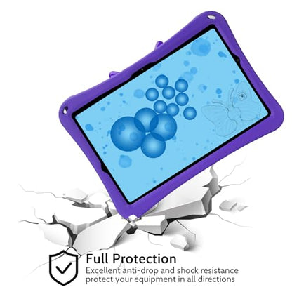 Dteck Kids Case for Samsung Galaxy Tab S10+ Plus/S9 FE Plus/S9 Plus/S8 Plus/S7 FE/S7 Plus 5G 12.4 inch,Cute Butterfly Kids Case Lightweight Roating Stand Shockproof Rugged Heavy Duty Girl Cover,Purple - color: 15 Purple