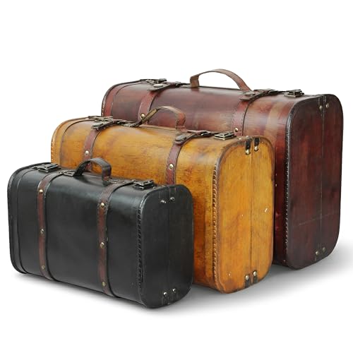Vintiquewise(TM 3-Colored Vintage Style Luggage Suitcase/Trunk, Set of 3 - size: Set of 3