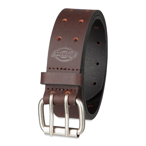 Dickies Men's Double Prong Leather Work Belt – Fully Adjustable, Regular & Big and Tall Sizes - color: Brown, size: 36