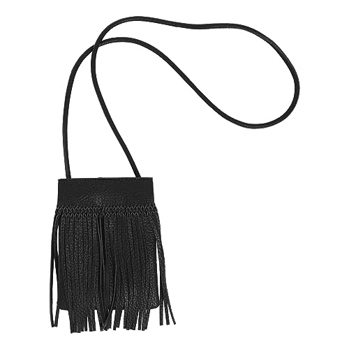 Hoce Women’s Leather Fringe Messenger Bag Large Hobo Crossbody Tassel Shoulder Bags, Gift for Mom Wife Girlfriend - color: 07785black