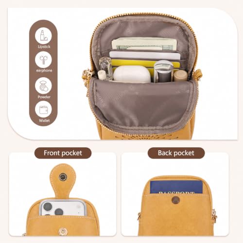 APHISON Small Crossbody Bags for Women, Lightweight Vegan Leather Cell Phone Purse, Cute Purses with Tassels - color: 03-s-yellow