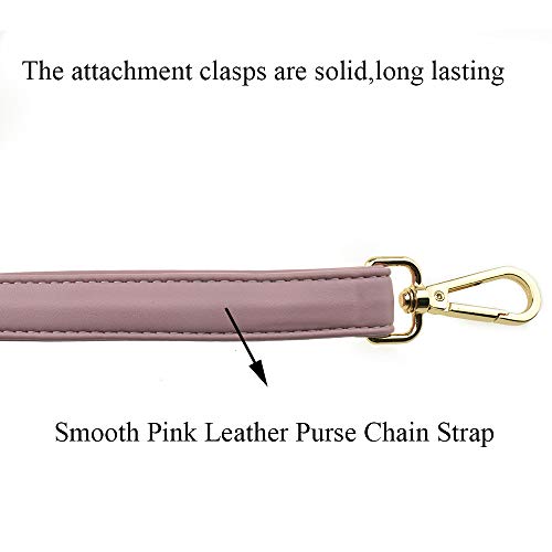 HAHIYO Adjustable Smooth Pink Leather Purse Chain Strap Length 31.5-55.1 Inch Gold Hardware for Shoulder Cross Body Sling Purse Replacement Comfortable 0.71 Inch Wide 4.7mm Extra Thick 1 Pack - size: Smooth Pink(Gold Hardware)-0.71 Inch Wide