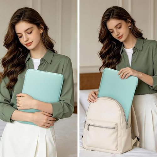 RAINYEAR 13 Inch Laptop Sleeve Case Padded Carrying Bag, Mint Green | Slim Protective Soft Zipper Computer Cover for 13.3 inch MacBook Air/Pro M1 M2 M3 M4 M5 A3449 A3240 A3113 A2681 A2338 - color: Mint Green, size: 13"