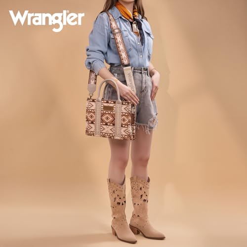Wrangler Aztec Tote Bag for Women Boho Shoulder Purses and Handbags - color: Aztec Tan (Guitar Strap)