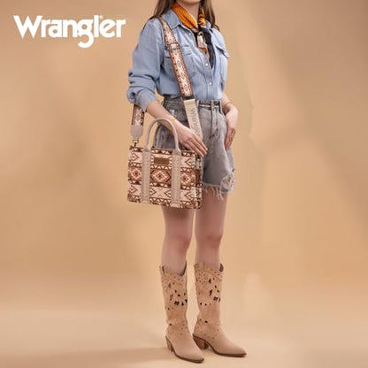 Wrangler Aztec Tote Bag for Women Boho Shoulder Purses and Handbags - color: Aztec Tan (Guitar Strap)