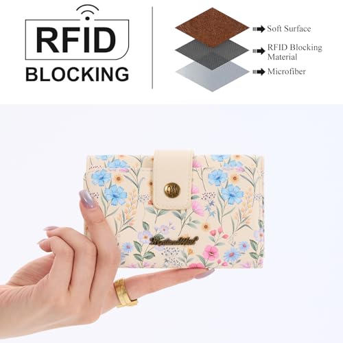 Montana West Small Wallets Woman Trifold RFID Blocking Flower Wallet Ladies Female Credit Card Wallet Western Travel Wallets with ID Window - color: Multicolor