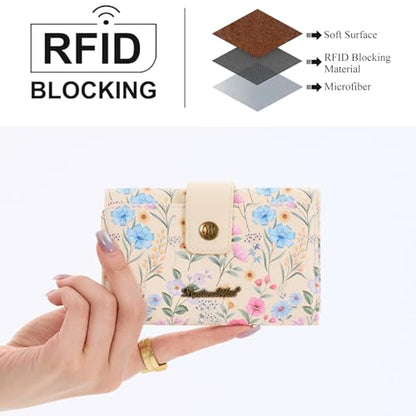 Montana West Small Wallets Woman Trifold RFID Blocking Flower Wallet Ladies Female Credit Card Wallet Western Travel Wallets with ID Window - color: Multicolor