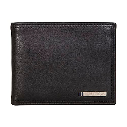 Nautica Men's Bifold Leather Wallet | RFID Blocking | ID Window | Card Slots | Organization | Durable | Stylish - color: Enameled Logo - Black