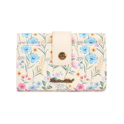 Montana West Small Wallets Woman Trifold RFID Blocking Flower Wallet Ladies Female Credit Card Wallet Western Travel Wallets with ID Window - color: Multicolor