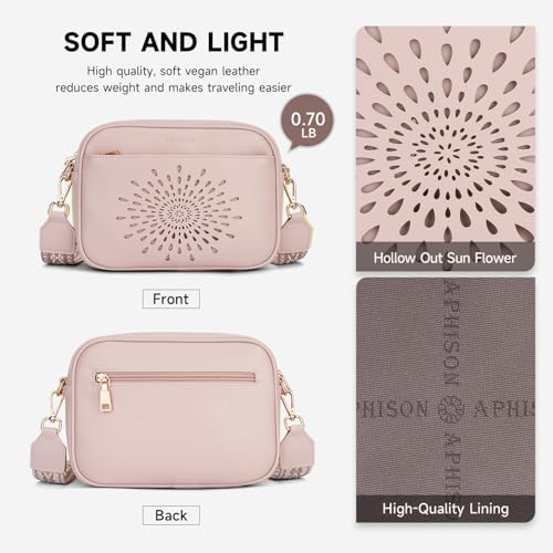 APHISON Crossbody Bags for Women Trendy,Vegan Leather Small Crossbody Purses Shoulder Handbags with Adjustable Strap - color: 09-pink