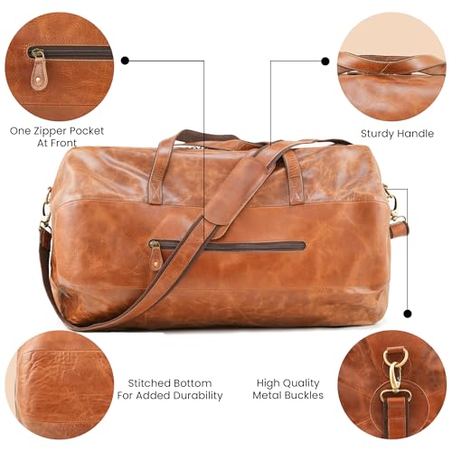 Leather Duffle Gym Sports Bag For Men Women 'The GoalGear' Carry all Luggage Hold all Travel Overnighter Weekender Bag (With Strap)