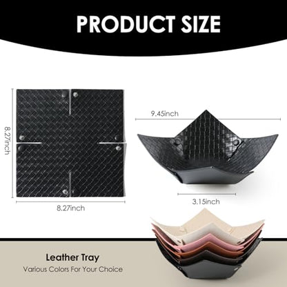 KINIVA 2 Pack PU Leather Jewelry Valet Tray for Men Women,Small Key Bowl for Entryway Table,Portable Travel Catchall Dice Tray (Bowl-Black-2pcs) - style: Bowl-Black-2pcs