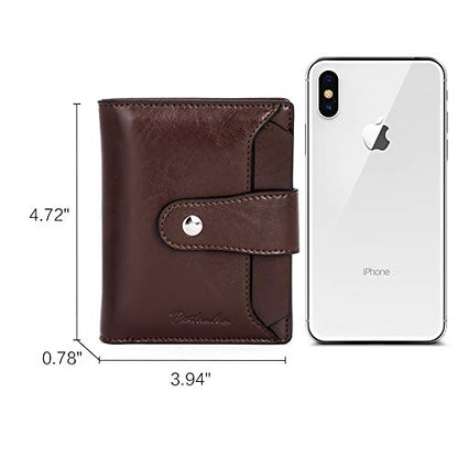 BOSTANTEN Leather Womens Wallet Small RFID Blocking Credit Card Holder | Removable ID Window, Zipper Coin Pocket, Bifold, Minimalist, Fits Small Purses, Daily Use, Ladies Gifts, Coffee - color: 3-coffee