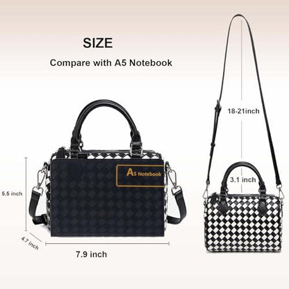 Small Woven Boston Bags for Women Top Handle Leather Purses Barrel Bag Satchel Handbags Shoulder Bag Designer Crossbody Bags - color: Light Green