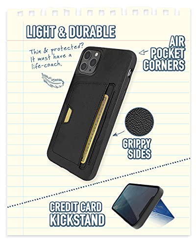 Smartish iPhone 11 Pro Max Wallet Case Card Holder, Wallet Slayer V2, Black | Holds 3 Cards + Cash, Slim Vegan Leather Credit Card Slot, Protective & Thin, Grip, Kickstand, Drop-Tested from 6 Feet - color: Black Tie Affair, size: iPhone 11 Pro Max